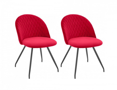 Set de 2 scaune Emma, catifea rosie - Img 1