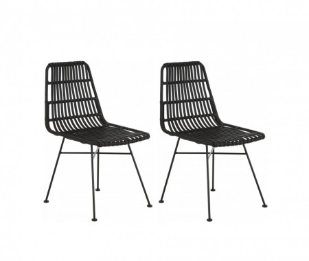 Set de 2 scaune ratan Costa, negru/negru - Img 1