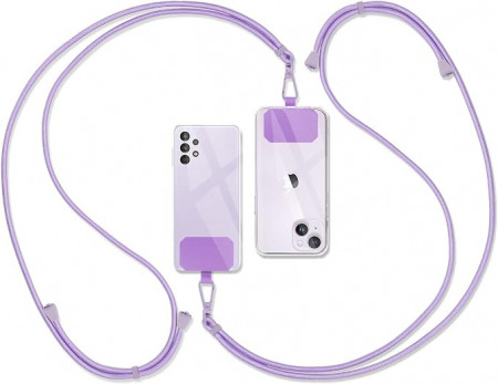 Set de 2 snururi pentru telefon DiDaDi, textil/plastic, violet, 75 cm