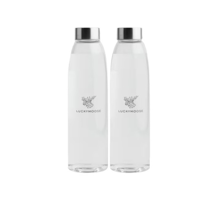 Set de 2 sticle pentru apa Luckymoose, transparent/argintiu, 25 x 7 cm - Img 1