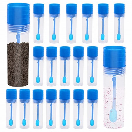 Set de 20 de tuburi de testare cu lingura JJYHEHOT, plastic, albastru/transparent, 8 x 2,1 cm