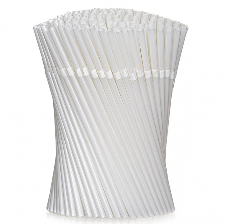 Set de 200 paie biodegradabile pentru bauturi Keyseacro, alb, 19,8 cm