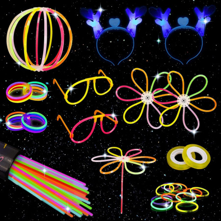 Set de 208 accesorii pentru petrecere GUBOOM, plastic, fluorescent, multicolor