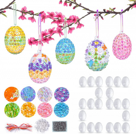 Set de 25 oua cu accesorii pentru decorat Ulikey, multicolor - Img 1