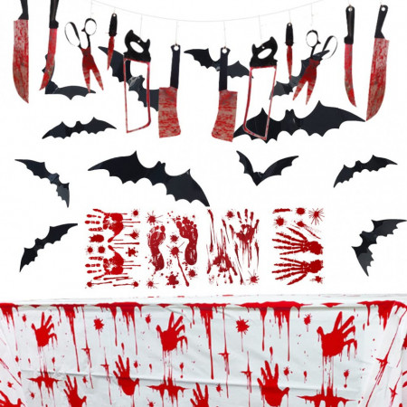 Set de 29 decoratiuni pentru Halloween Metaparty, rosu/alb/negru, PVC