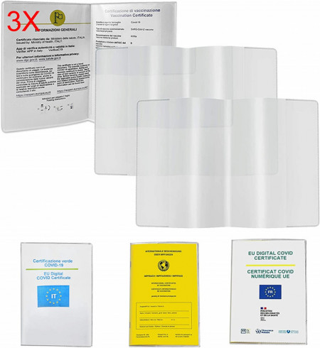 Set de 3 coperti pentru pasaport/carnet Mizijia, PVC, transparent, 150 X 110 mm - Img 1