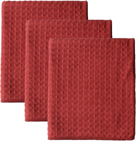 Set de 3 lavete Lifaith, microfibra, rosu, 40 x 48 cm