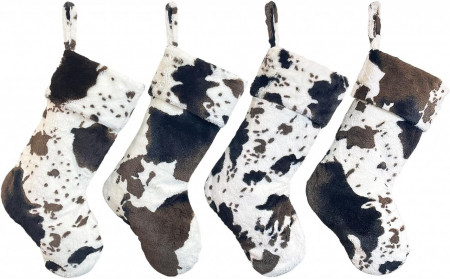 Set de 4 ciorapi pentru Craciun Duosheng &amp; Elegant, bumbac, alb/maro/negru, 35,5 x 25,4 x 20,3 cm