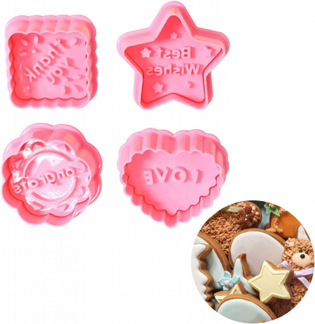 Set de 4 forme de prajituri Bavooty, plastic, roz - Img 1