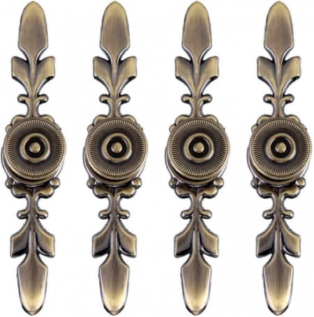 Set de 4 manere sertare/dulapuri CHIFOOM, metal, bronz, 121 x 22,3 x 18,3 mm