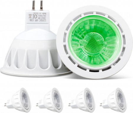 Set de 4 spoturi Varicart, LED, lumina verde, GU5.3, 5 x 5,2 cm - Img 1