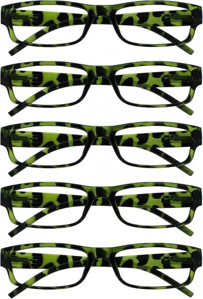 Set de 5 perechi de ochelari pentru citit Opulize, verde, +3.50