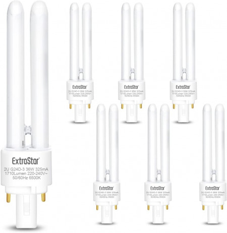 Set de 6 becuri PLC ExtraStar, LED, metal/plastic, alb rece, 17 x 2,7 cm, 26W