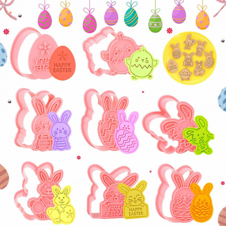 Set de 8 forme pentru prajituri GUBOOM, model Paste, plastic, roz