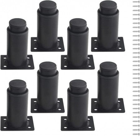 Set de 8 picioare reglabile pentru mobilier XINMEIWEN, metal/plastic, negru, 80 -120 mm