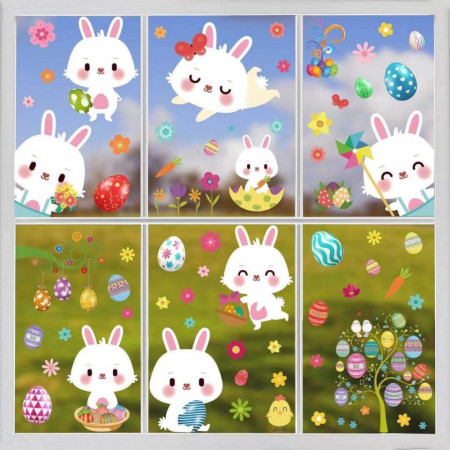 Set de 97 stickere pentru fereastra Aiweomi, PVC, multicolor