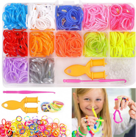 Set de creatie cu 600 accesorii pentru bratari Eokeey, plastic, multicolor, 10 x 17,5 x 2 cm - Img 1