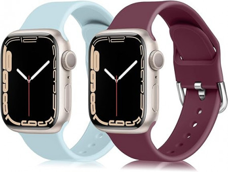 Set de doua bratari pentru Apple Watch Chinbersky, silicon, mov/albastru, 38/40/41 mm