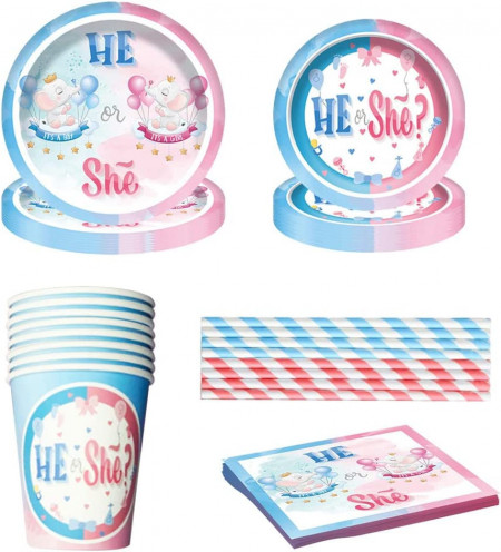 Set de vesela pentru petrecere Amycute, carton, multicolor, 40 piese - Img 1