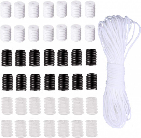 Set elastic si 150 opritoare HONGCI, silicon/elastic, alb/negru/transparent, 30 m
