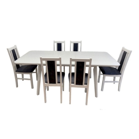 Set masa DM8 Seul si 6 scaune DM14 Boston alb/gri, 75x90x160/200 cm