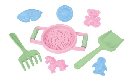 Set nisip Lena, 8 piese, plastic, multicolor, 2 ani+
