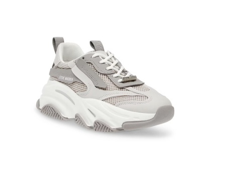 Steve Madden, Pantofi sport cu insertii de plasa Possession-E, Gri, 38, Resigilat, Grad A