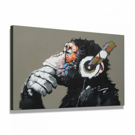 Tablou „Maimuță cu căști”, 61 x 80 x 2 cm - Img 1