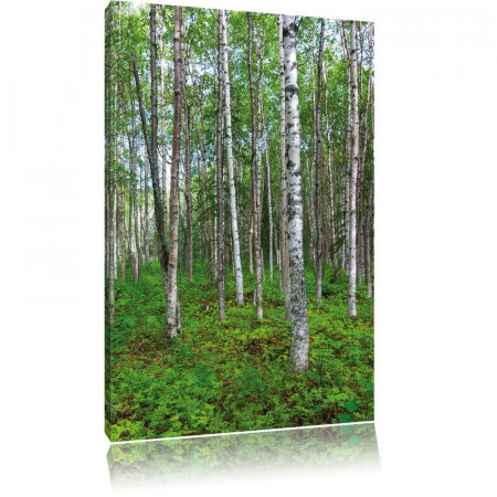 Tablou Pixxprint, lemn/panza, verde/gri, 60 x 40 cm - Img 1