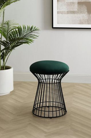 Taburet Strebsam by Couch, MDF/ metal/ microfibra, negru/ verde, 48,5 x 38 cm