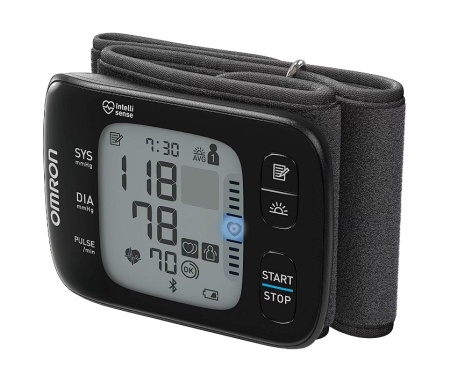 Tensiometru de incheietura Omron RS7, Bluetooth, 2 utilizatori, 100 de masuratori, Negru, Resigilat, Grad A