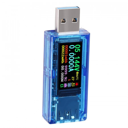 Tester de tensiune USB DIFCUL, metal/plastic, albastru/argintiu, 64 x 22 x 11 mm