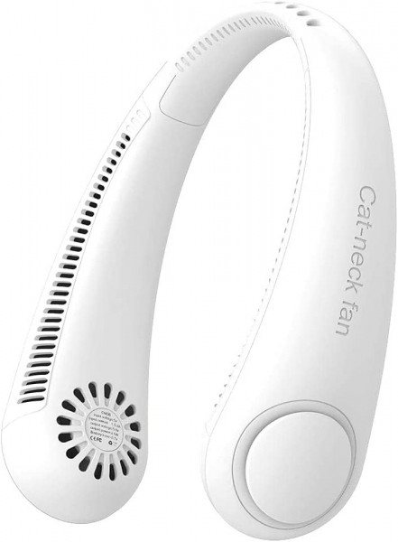 Ventilator portabil pentru gat Denbinmi, plastic, alb, 14 x 21 x 6,1 cm