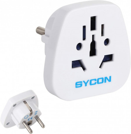 Adaptor universal Sycon, plastic, alb, 5,5 x 5,5 x 4,5 cm