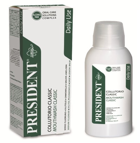 Apa de gura PresiDent Classic pentru uz cotidian, cu actiune anticarie 200ml