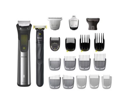 Aparat de tuns barba &amp; parul de pe cap si corp 20in1 PHILIPS All-in-One MG9553/15 +OneBlade, autonomie 120 min, 27 setari lungime: 0,2 mm OneBlade&amp; 0,5-20 mm All-in-One, 3 capete trimmer specializate (detalii, corp, extra-lat), Resigilat, Grad A - Img 1