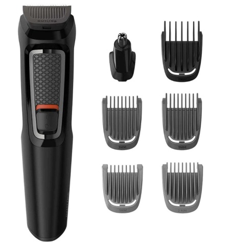 Aparat de tuns barba si parul 7 in 1 PHILIPS Multigroom MG3720/15, Lame cu ascutire, acumulator, 2 piepteni aspect nebarbierit, 2 piepteni barba, 1 pieptene par, Negru, Resigilat, Grad A