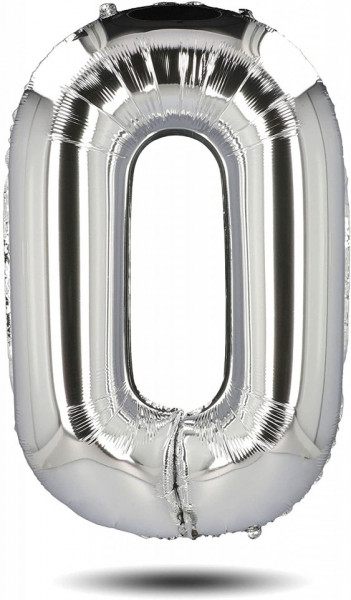 Balon aniversar Maxee, cifra 0, argintiu, 80 cm
