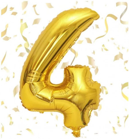 Balon aniversar Maxee, cifra 4, auriu, 40 cm