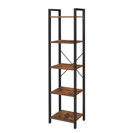 Biblioteca Leesville X, PAL/metal, maro rustic/negru, 40 x 154 x 30 cm