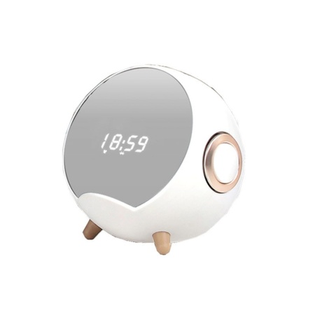 Boxa bluetooth SMART, cu oglinda si ceas cu alarma, functie de incarcare wireless cu suport pentru telefon, redare card memorie, memory stick, 4000mAh, AI voice
