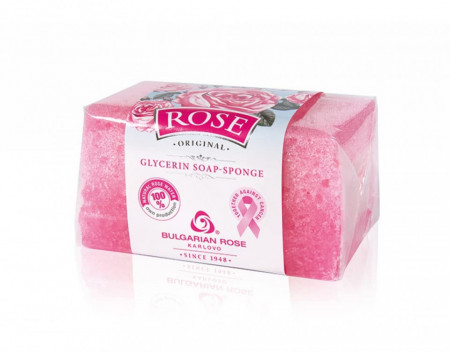 Burete de sapun cu glicerina Rose, aroma trandafir, roz - Img 1