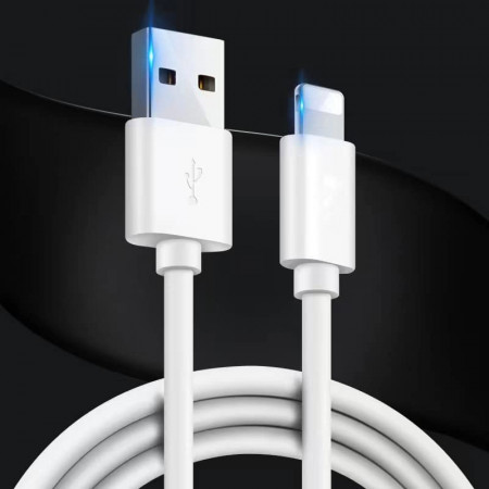 Cablu de incarcare rapida pentru iPhone Sujhal, plastic/cupru, alb, 1,5 m