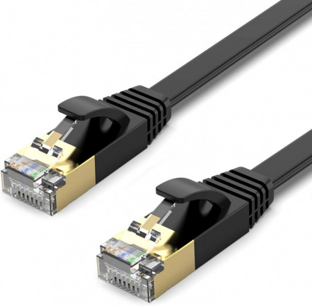 Cablu internet STP pentru computer/router, 10Gbps, negru, 5 m - Img 1