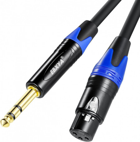 Cablu XLR mama la mufa de 1/4 inch/6,35 mm Ebaya, cupru/PVC, negru/albastru/auriu, 3 m
