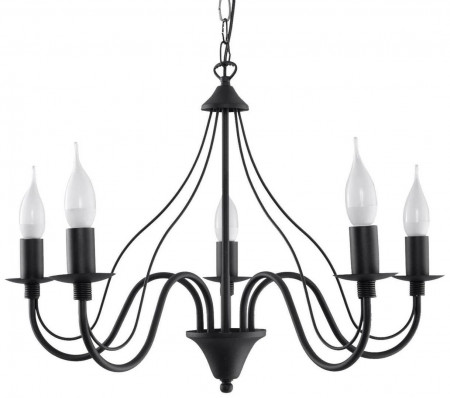 Candelabru Minerwa, 5 lumini, metal, negru, 60 x 60 x 80 cm