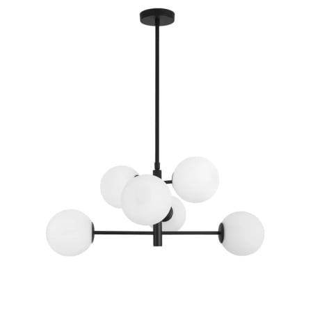 Candelabru VanVleet, 6 lumini, metal/sticla, negru/alb, 31 x 70 x 120 cm