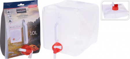 Canistra pliabila Karll de 10 litri cu robinet, polietilena, transparent/rosu/alb, 17 x 17 x17 cm - Img 1