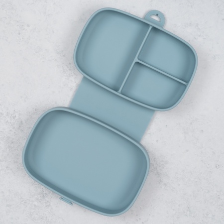 Caserola compartimentata din silicon cu ventuza, AppeKids Magic Box - Aqua Blue