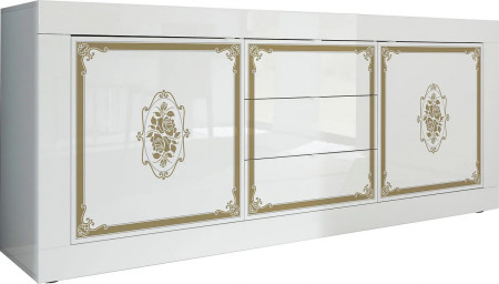 Comoda Sheyla Sideboard LC, MDF, alb/auriu, 210 x 86 x 43 cm